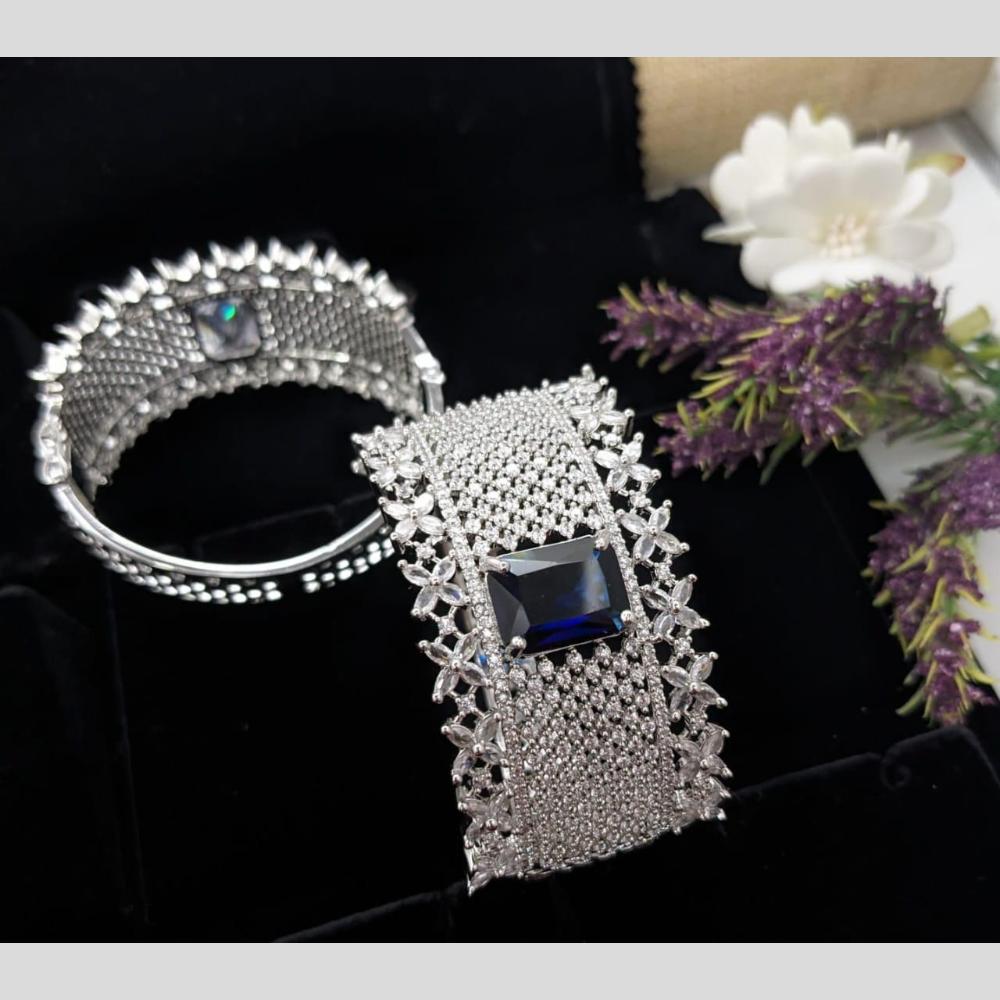 Kavita Art Silver Plated AD Openable Bracelet