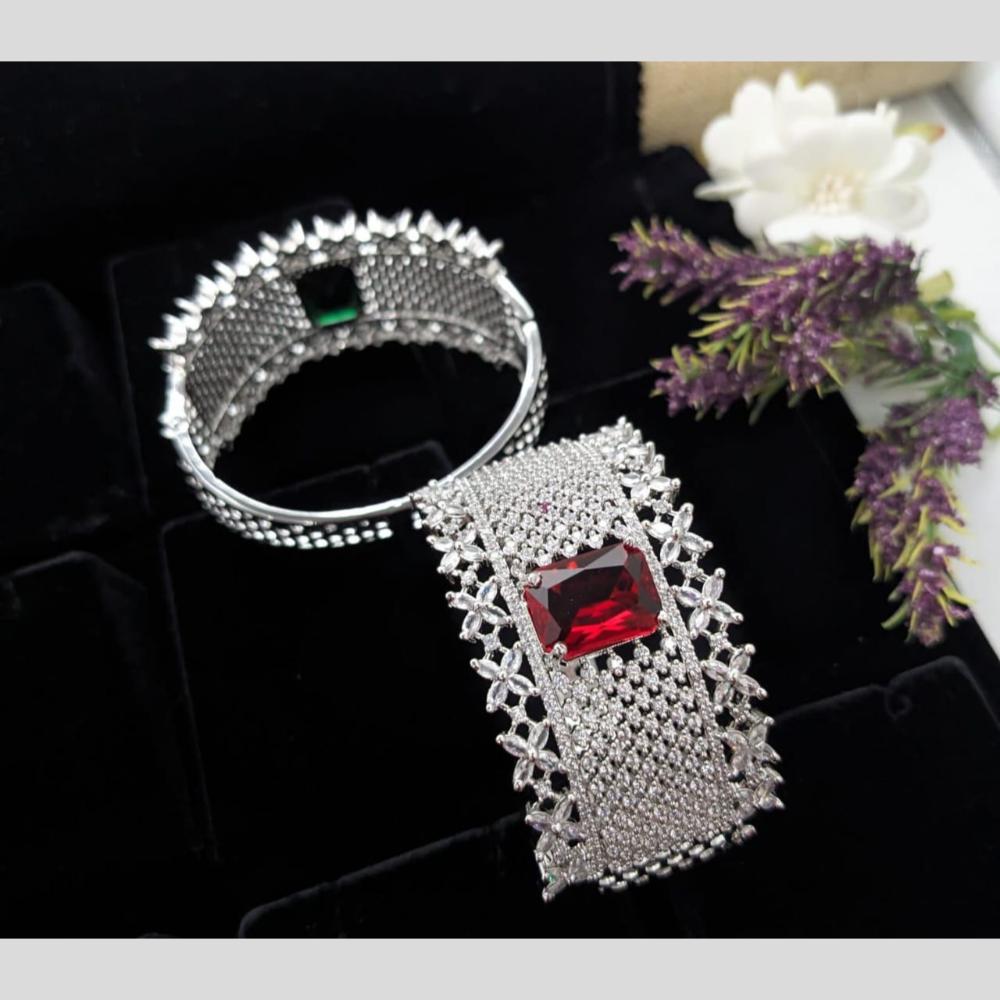 Kavita Art Silver Plated AD Openable Bracelet