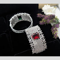 Kavita Art Silver Plated AD Openable Bracelet