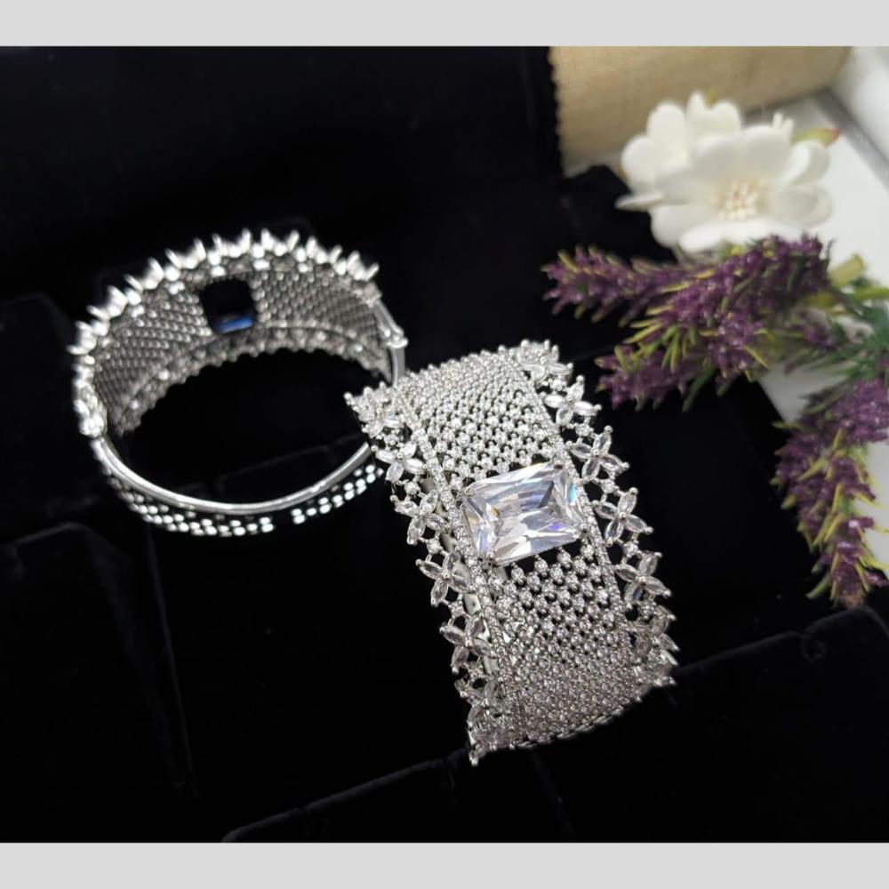Kavita Art Silver Plated AD Openable Bracelet