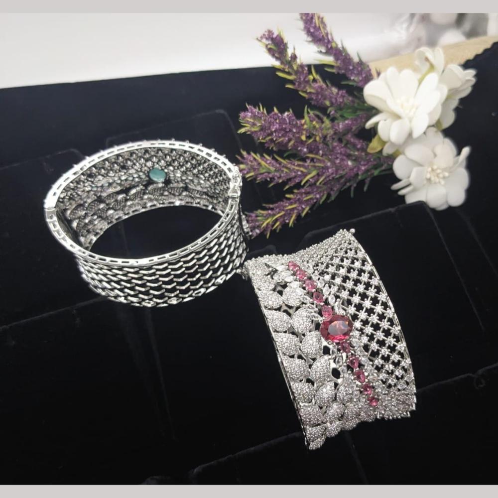 Kavita Art Silver Plated AD Openable Bracelet