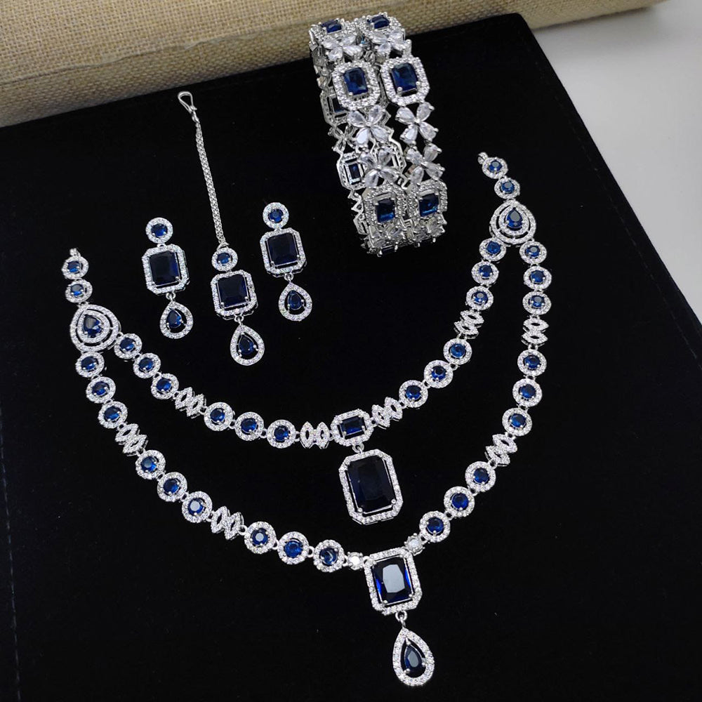 Kavita Art   Silver Plated American Diamond Festive & Party Wear Combo Set