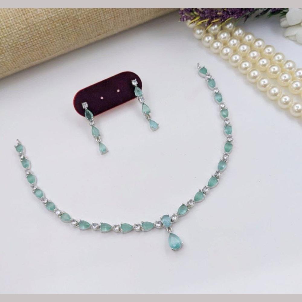 Kavita Art Silver Plated  Adorned with Sparkling American Diamonds Necklace Set