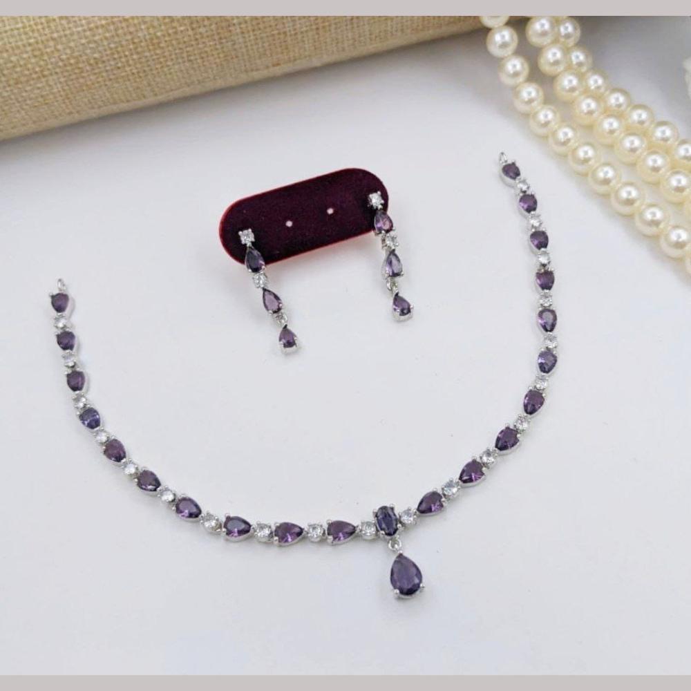 Kavita Art Silver Plated  Adorned with Sparkling American Diamonds Necklace Set