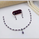 Kavita Art Silver Plated  Adorned with Sparkling American Diamonds Necklace Set