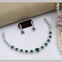 Kavita Art Silver Plated  Adorned with Sparkling American Diamonds Necklace Set