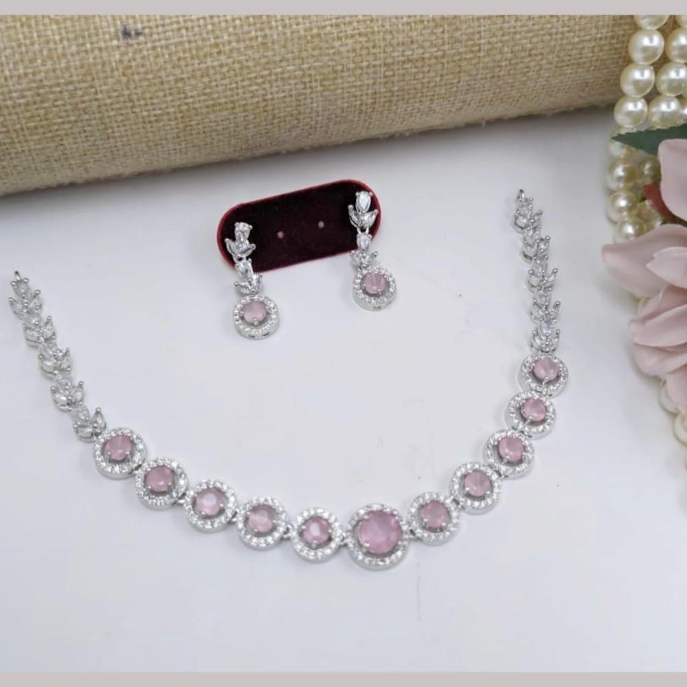Kavita Art Silver Plated  Adorned with Sparkling American Diamonds Necklace Set
