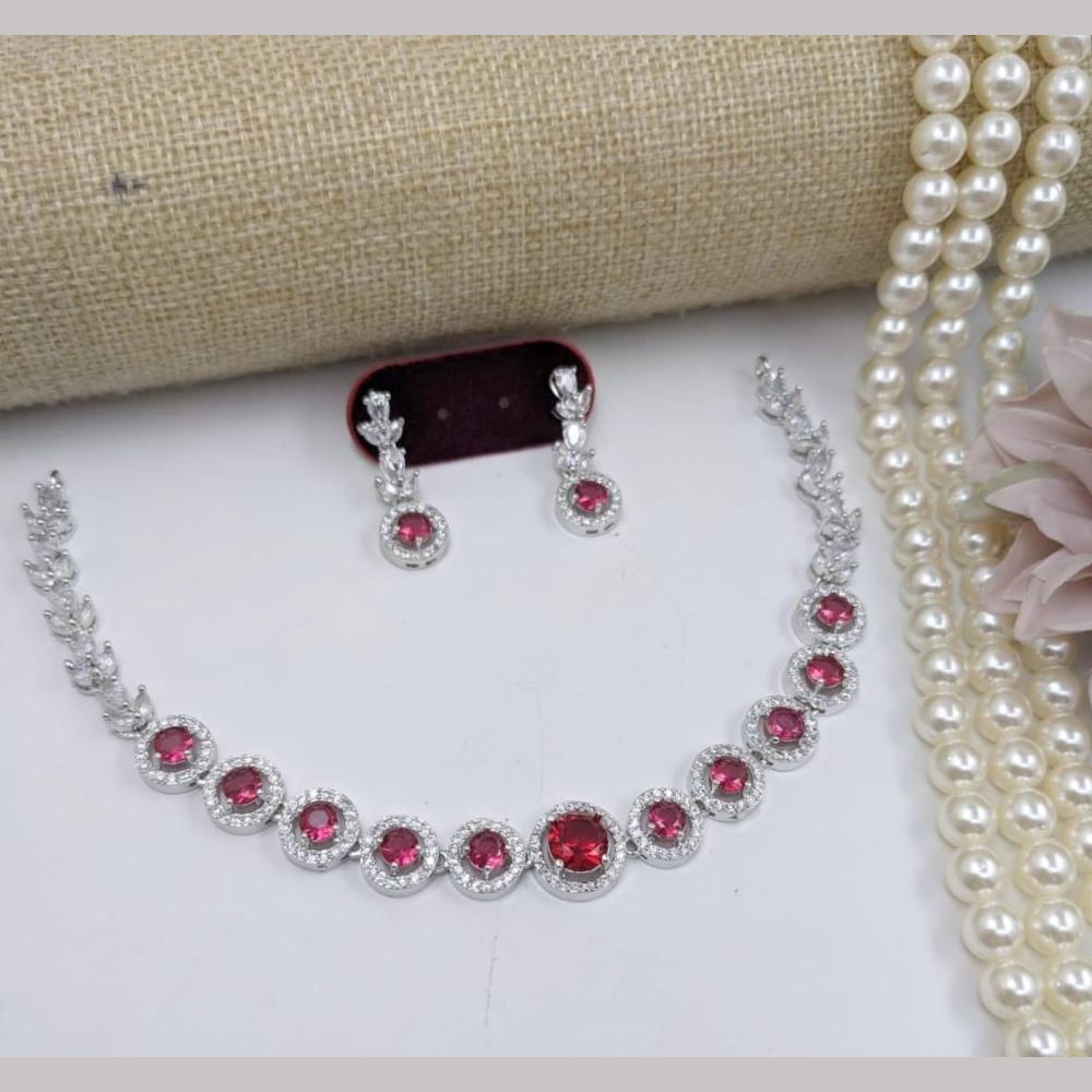 Kavita Art Silver Plated  Adorned with Sparkling American Diamonds Necklace Set