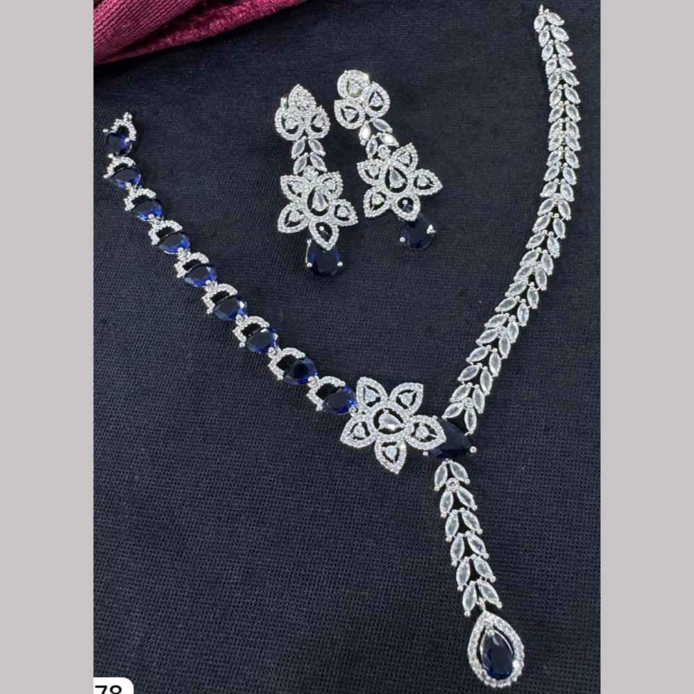 Kavita Art Silver Plated  Adorned with Sparkling American Diamonds Necklace Set