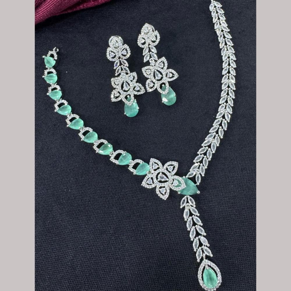 Kavita Art Silver Plated  Adorned with Sparkling American Diamonds Necklace Set