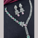 Kavita Art Silver Plated  Adorned with Sparkling American Diamonds Necklace Set