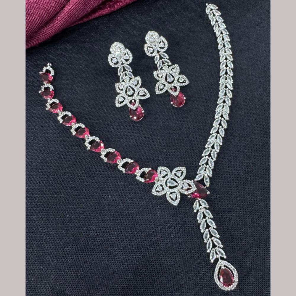 Kavita Art Silver Plated  Adorned with Sparkling American Diamonds Necklace Set