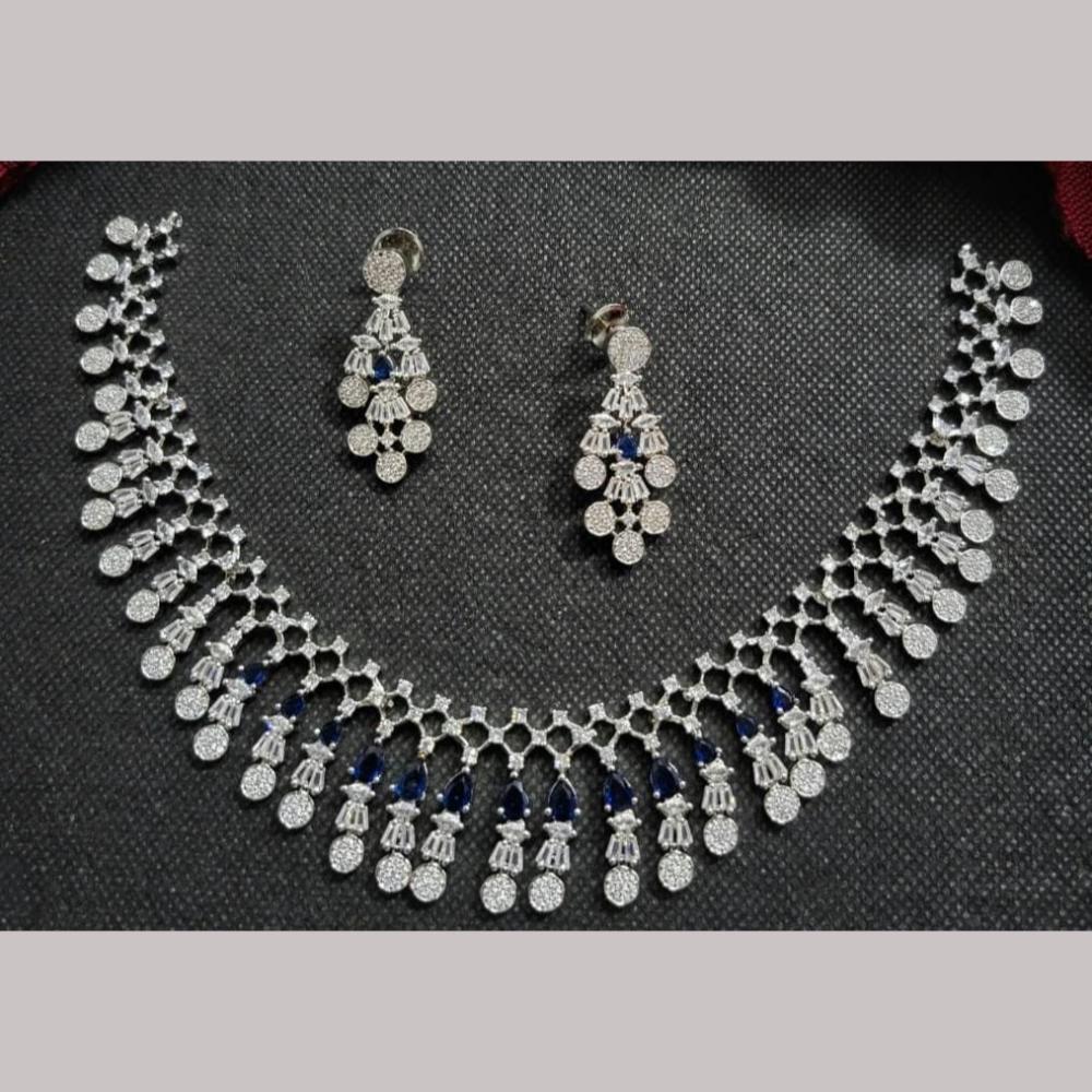 Kavita Art Silver Plated  Adorned with Sparkling American Diamonds Necklace Set