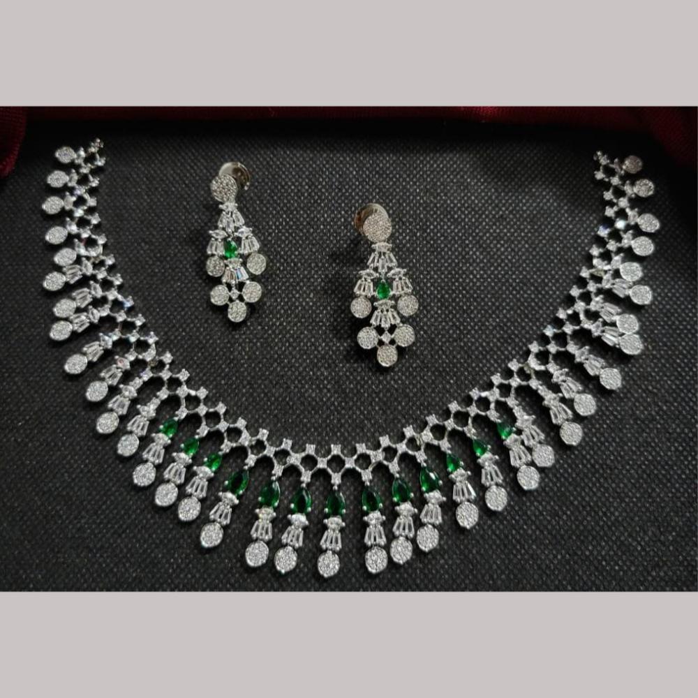 Kavita Art Silver Plated  Adorned with Sparkling American Diamonds Necklace Set