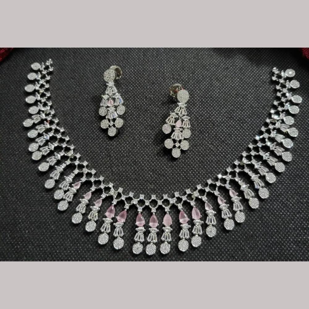 Kavita Art Silver Plated  Adorned with Sparkling American Diamonds Necklace Set