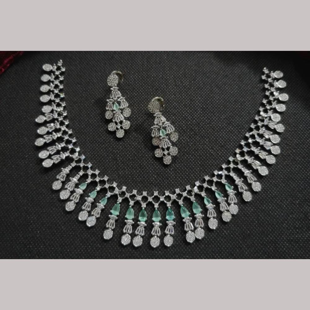 Kavita Art Silver Plated  Adorned with Sparkling American Diamonds Necklace Set