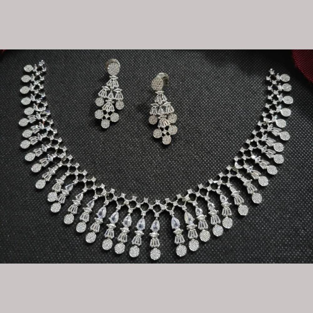 Kavita Art Silver Plated  Adorned with Sparkling American Diamonds Necklace Set