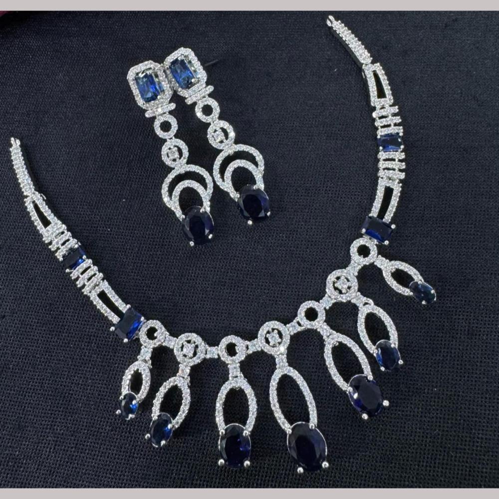 Kavita Art Silver Plated  Adorned with Sparkling American Diamonds Necklace Set