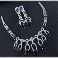 Kavita Art Silver Plated  Adorned with Sparkling American Diamonds Necklace Set