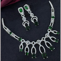 Kavita Art Silver Plated  Adorned with Sparkling American Diamonds Necklace Set