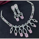 Kavita Art Silver Plated  Adorned with Sparkling American Diamonds Necklace Set