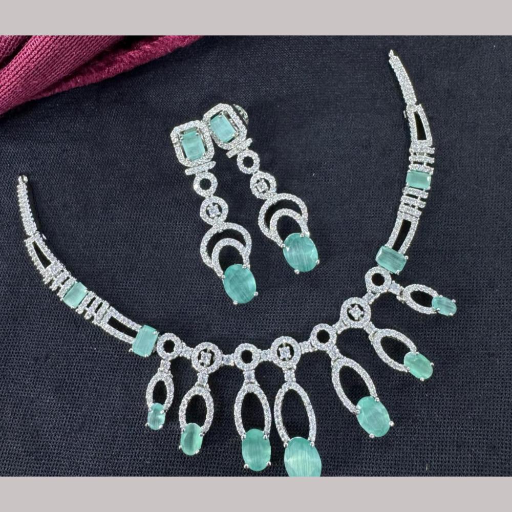 Kavita Art Silver Plated  Adorned with Sparkling American Diamonds Necklace Set