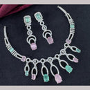 Kavita Art Silver Plated  Adorned with Sparkling American Diamonds Necklace Set