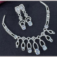 Kavita Art Silver Plated  Adorned with Sparkling American Diamonds Necklace Set