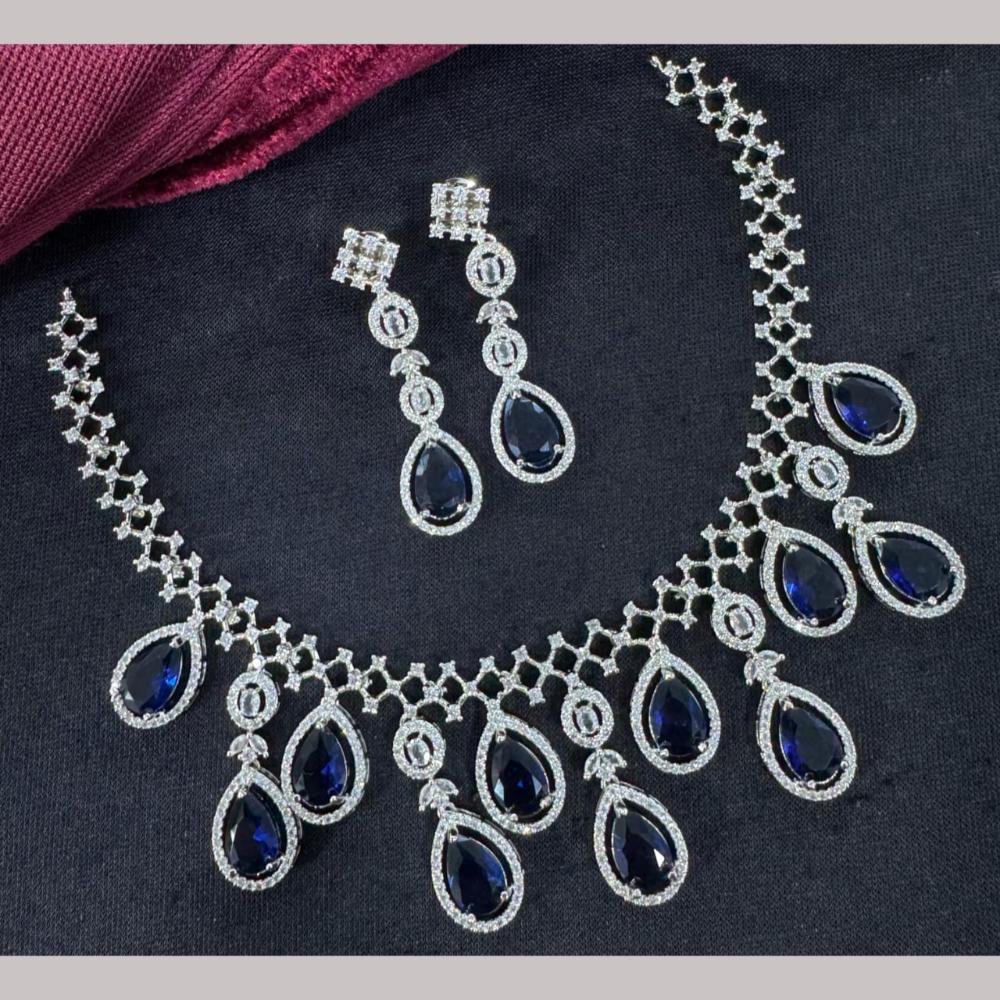 Kavita Art Silver Plated  Adorned with Sparkling American Diamonds Necklace Set