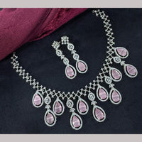 Kavita Art Silver Plated  Adorned with Sparkling American Diamonds Necklace Set