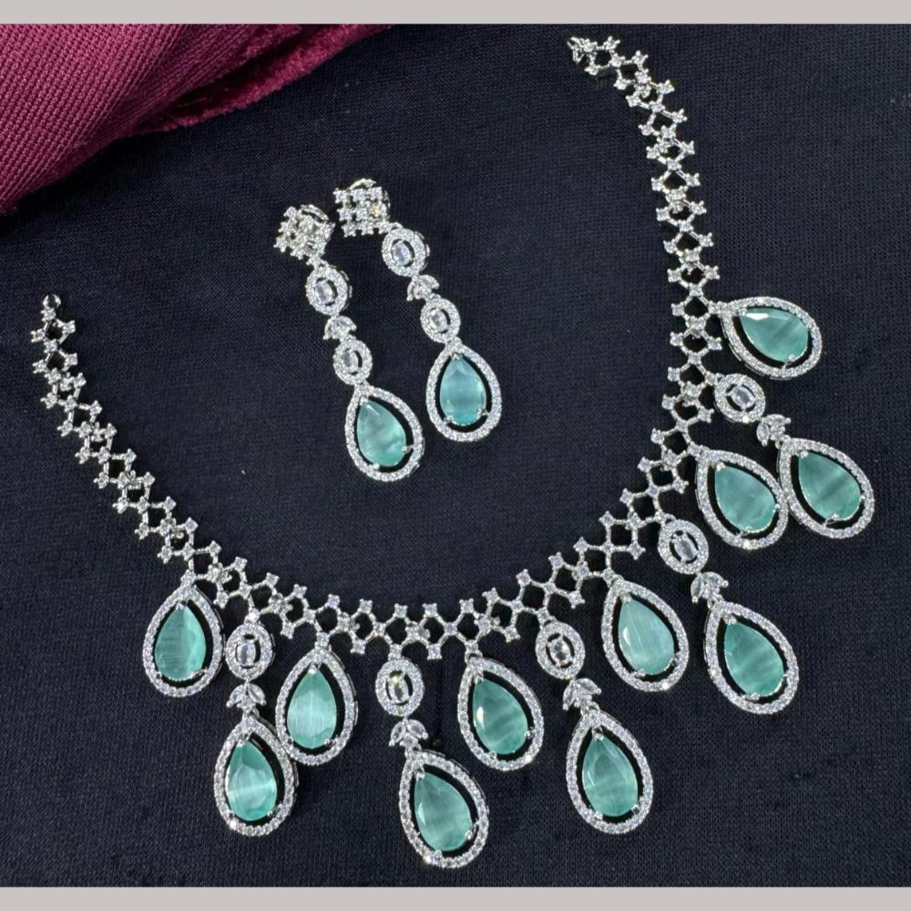 Kavita Art Silver Plated  Adorned with Sparkling American Diamonds Necklace Set
