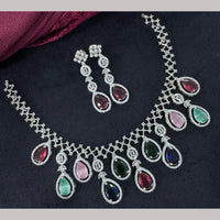 Kavita Art Silver Plated  Adorned with Sparkling American Diamonds Necklace Set