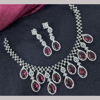Kavita Art Silver Plated  Adorned with Sparkling American Diamonds Necklace Set