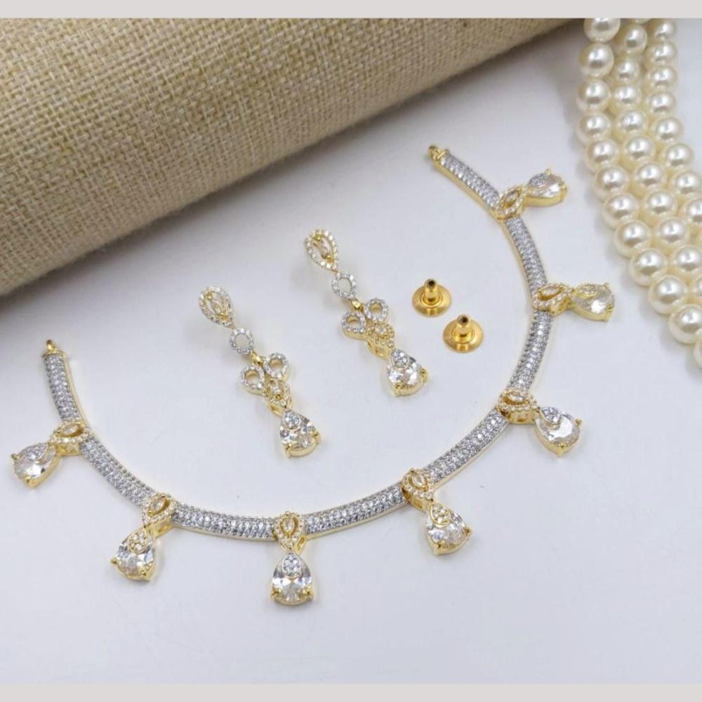 Kavita Art Gold Plated American Diamond Necklace Set