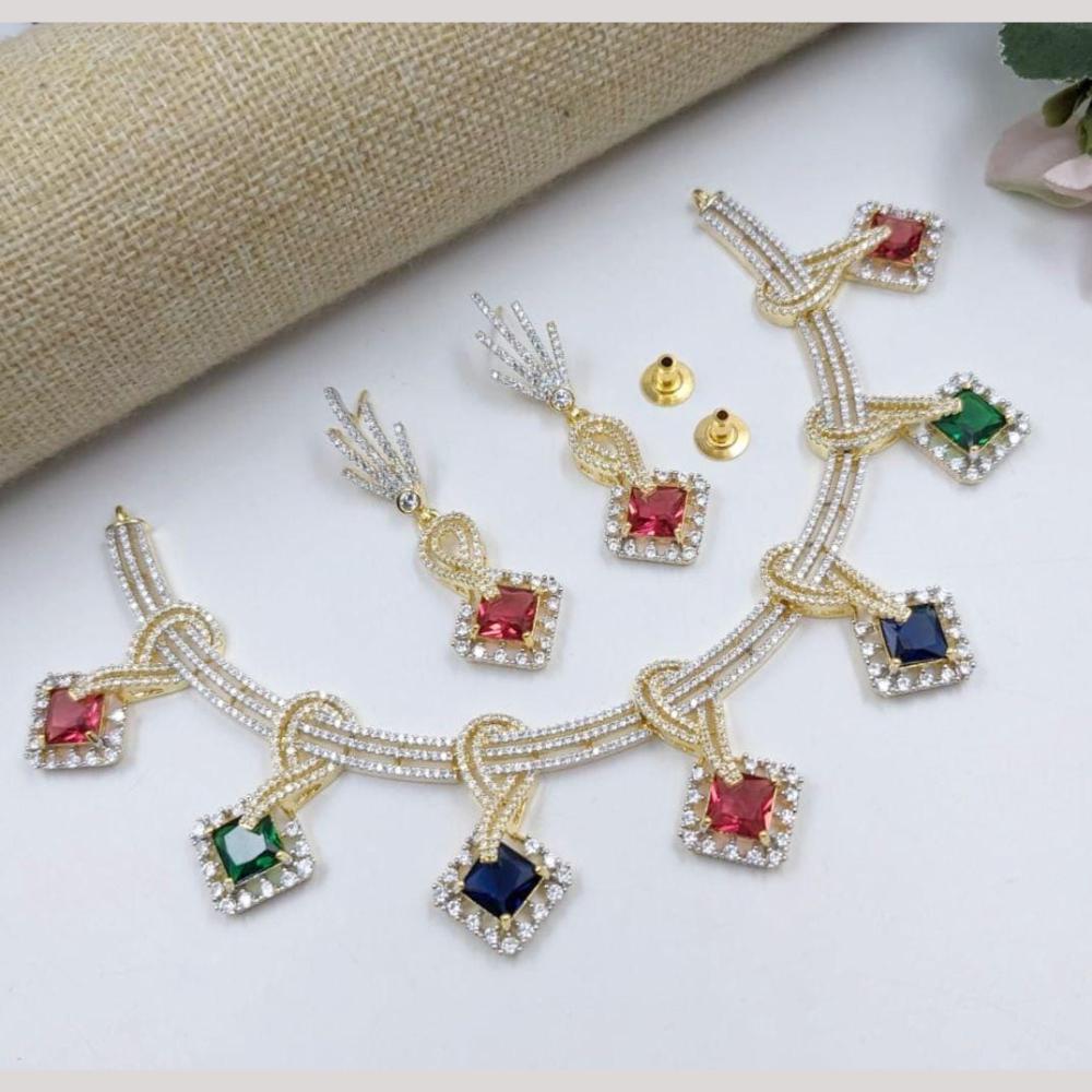 Kavita Art Gold Plated American Diamond Necklace Set