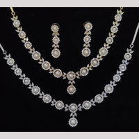 Kavita Art American Diamond And Pearl Necklace Set