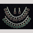 Kavita Art Silver Plated American Diamond And Pearl Necklace Set