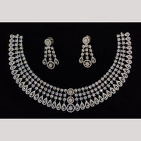 Kavita Art Silver Plated American Diamond And Pearl Necklace Set