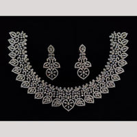 Kavita Art Silver Plated American Diamond And Pearl Necklace Set