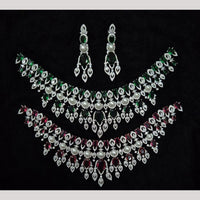 Kavita Art Silver Plated American Diamond And Pearl Necklace Set