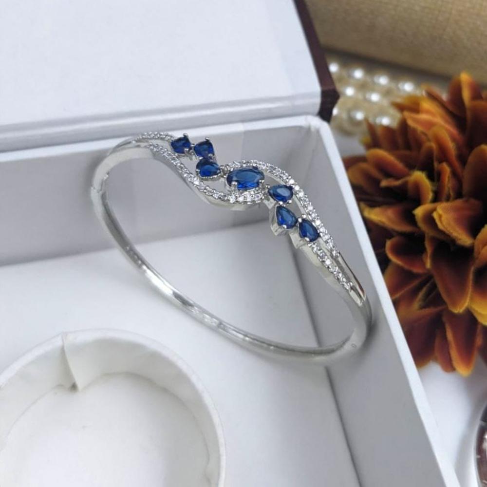Kavita Art Silver Plated AD Openable Bracelet