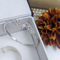 Kavita Art Silver Plated AD Openable Bracelet