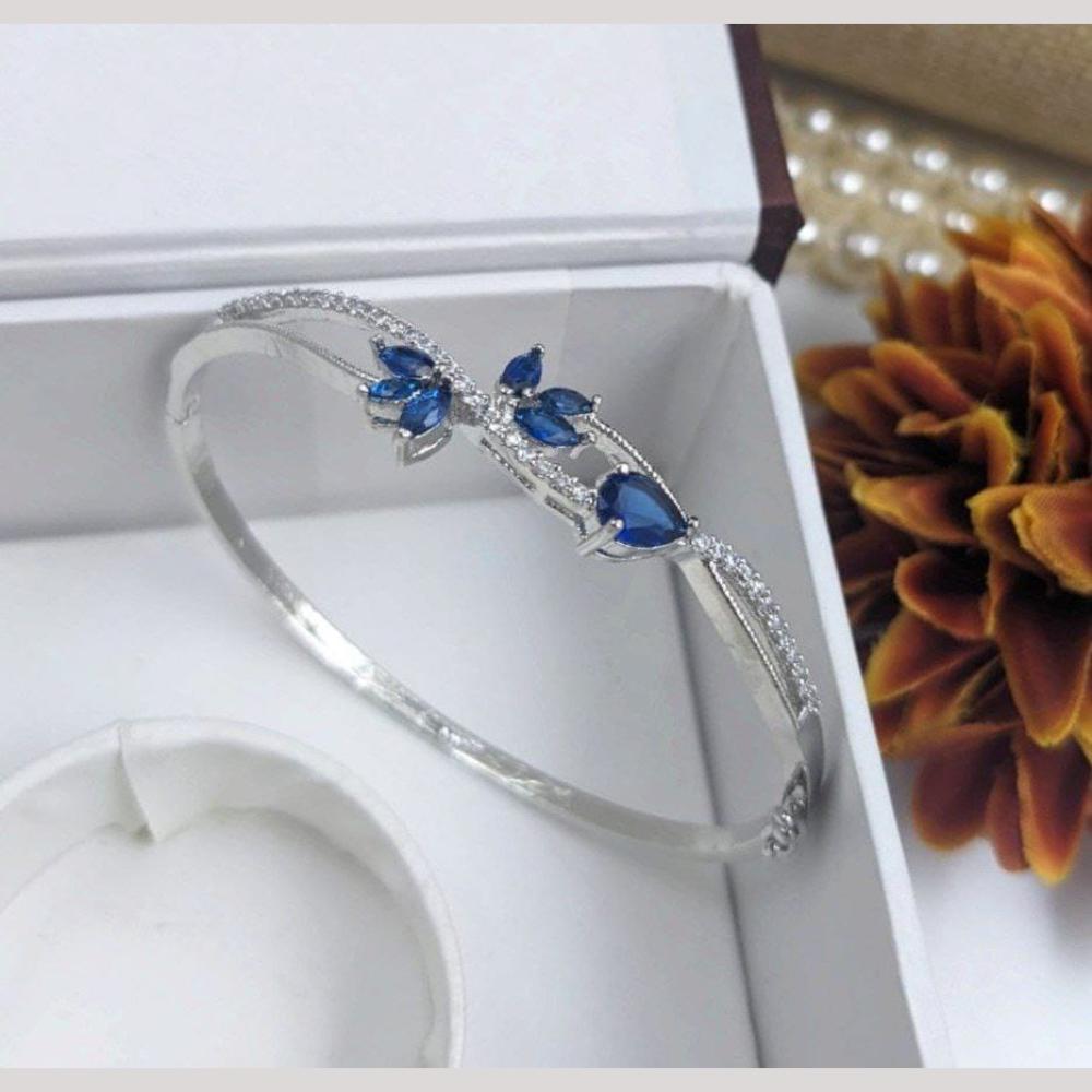 Kavita Art Silver Plated AD Openable Bracelet