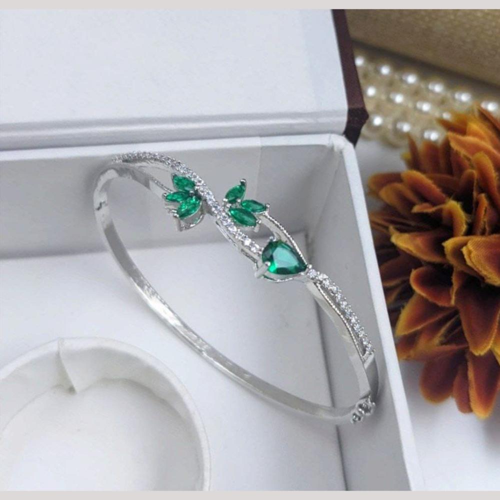 Kavita Art Silver Plated AD Openable Bracelet