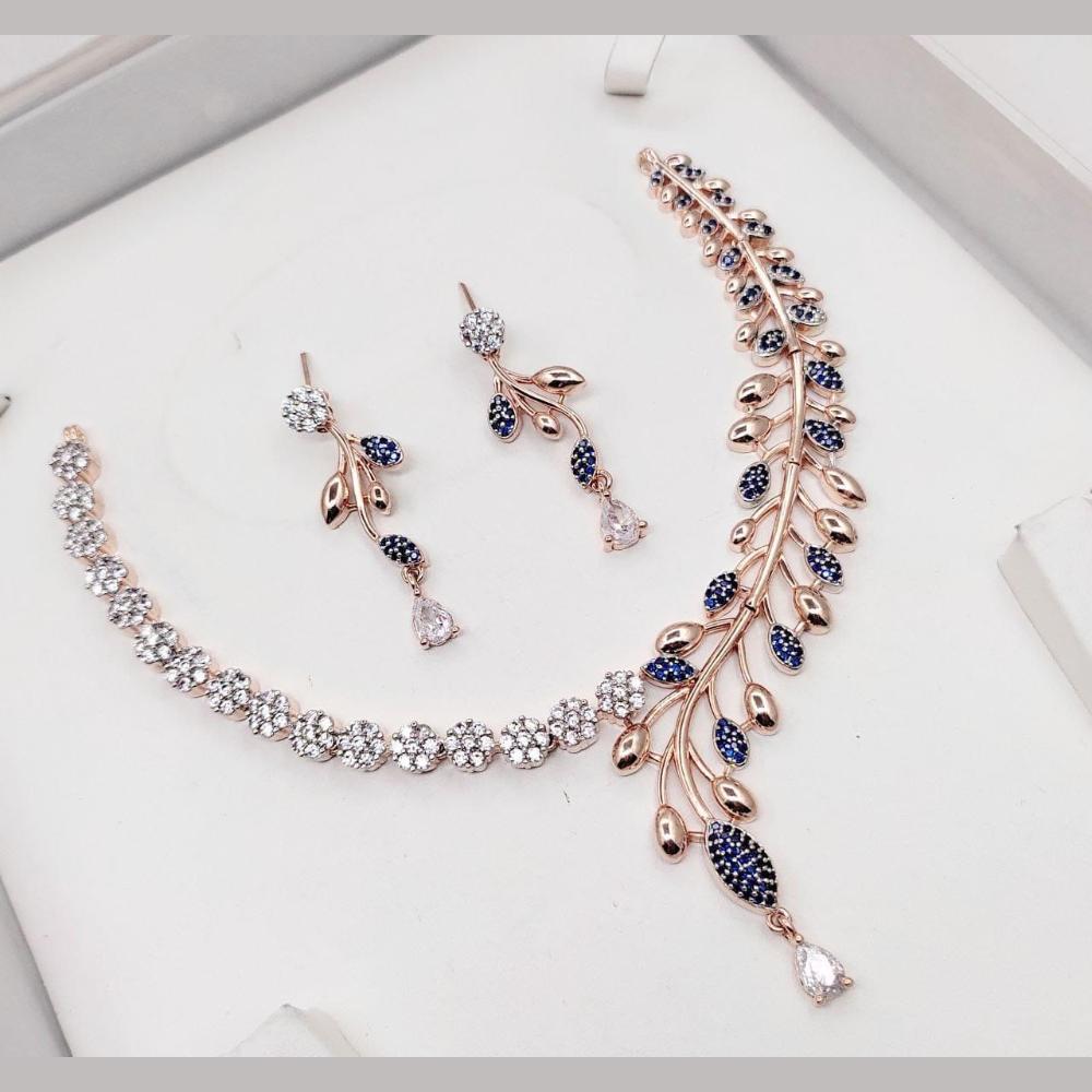Kavita Art Rose Gold Plated Austrian Stone Necklace Set