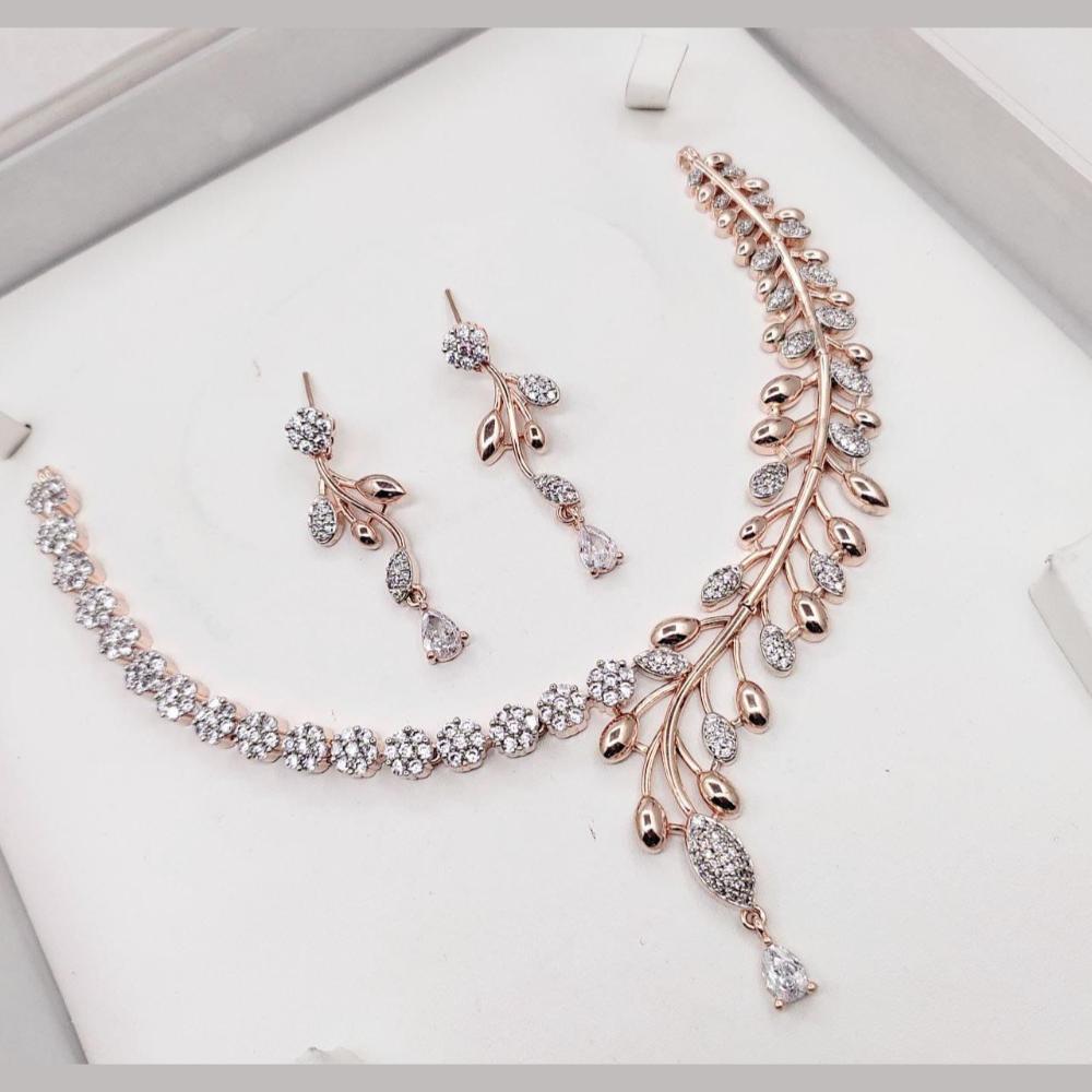 Kavita Art Rose Gold Plated Austrian Stone Necklace Set