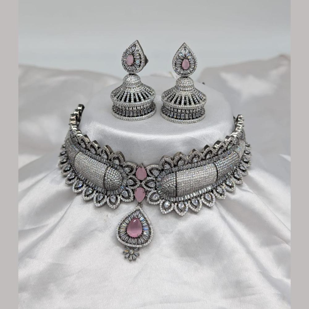 Kavita Art Black Finish American Diamond Choker Set