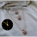 Kavita Art Elegant Gold Plated Austrian Stones And Pearl Necklace Set