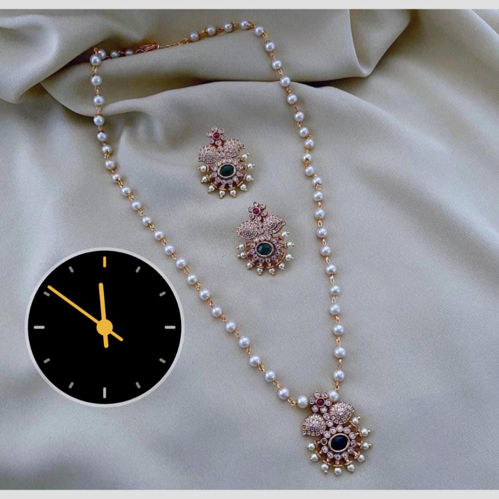 Kavita Art Elegant Gold Plated Austrian Stones And Pearl Necklace Set