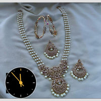 Kavita Art Elegant Gold Plated Austrian Stones And Pearl Necklace Set